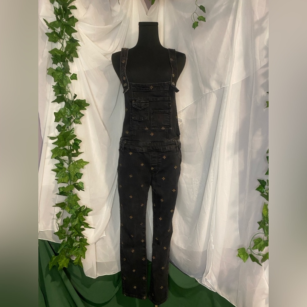 Metallic Thread Embroidered Overalls from Free People